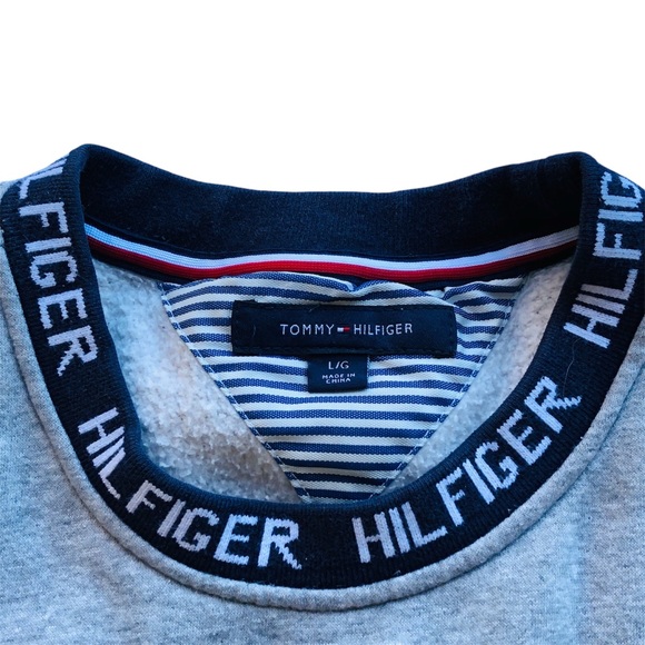 Tommy Hilfiger Y2K Spellout Logo Pullover Sweatshirt Jumper Mens Sz Large Preppy - Picture 3 of 6